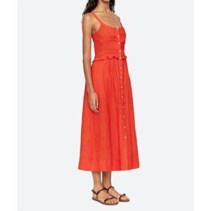 NEW SEA zora solid tank button down dress in chili